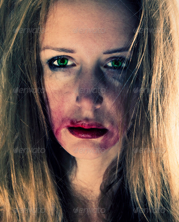 Emotional portrait of the young depression woman - Stock Photo - Images