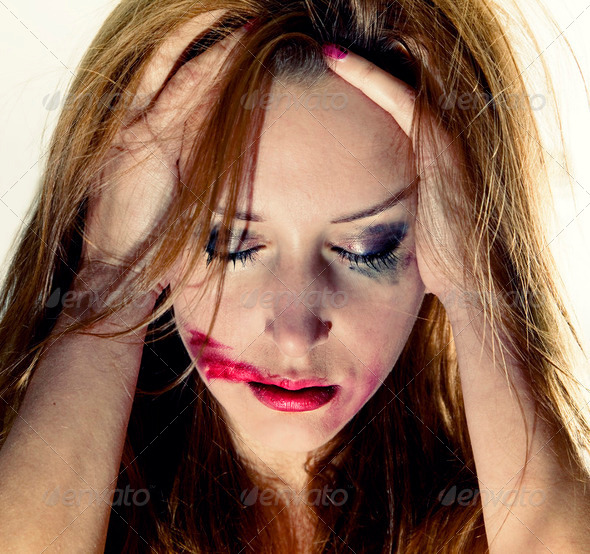 Emotional portrait of the young depression woman - Stock Photo - Images