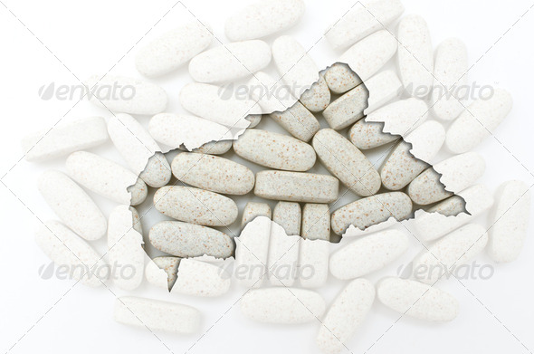 Outline map of central african republic with pills in the backgr - Stock Photo - Images
