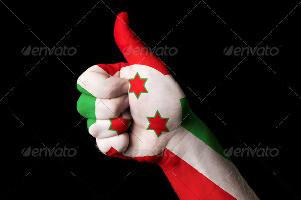 burundi national flag thumb up gesture for excellence and achiev - Stock Photo - Images