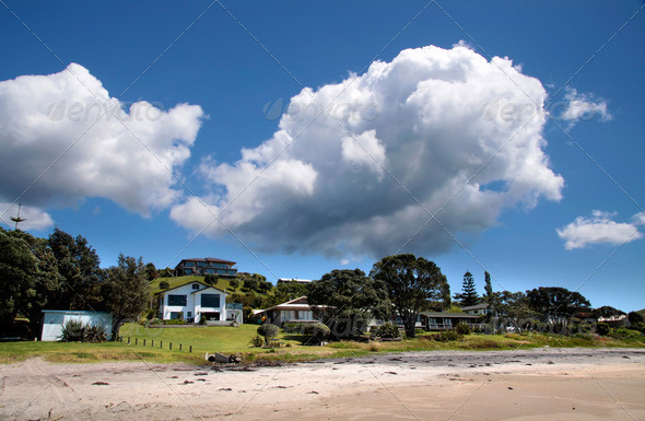 Villas near the coast of Whitianga - Stock Photo - Images