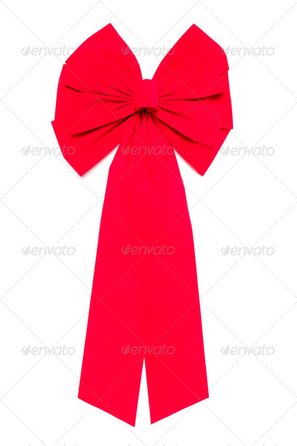 Red Bow With Ribbons Isolated on a White Background. - Stock Photo - Images