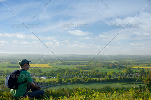 Man and Landscape - Stock Photo - Images