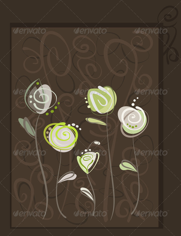 Abstract roses postcard. Floral pattern illustration - Stock Photo - Images