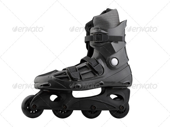 Roller Skates Black and grey isolated on white - Stock Photo - Images