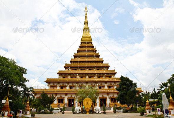 Temple in Thailand is named Phra-Mahathat-Kaen-Nakhon, Khon Kaen - Stock Photo - Images