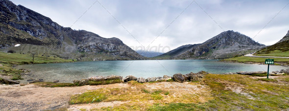 Fantastic lake Enol - Stock Photo - Images