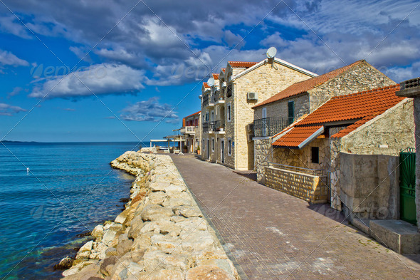 Adriatic coast - Dalmatian town of Bibinje waterfront - Stock Photo - Images