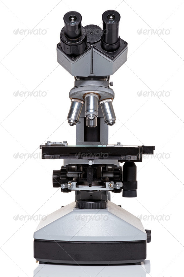 Laboratory microscope isolated on white - Stock Photo - Images