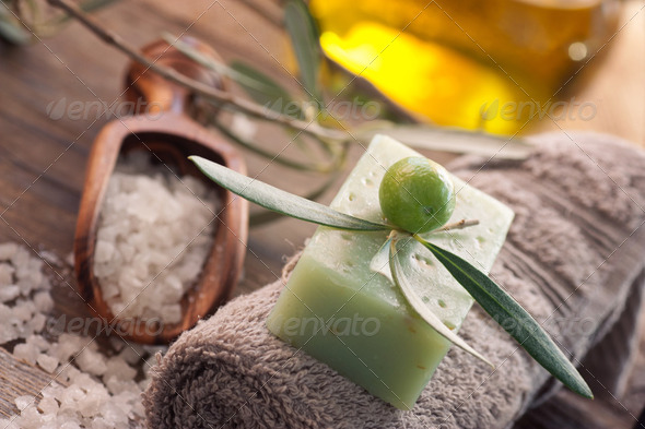Spa with olive products - Stock Photo - Images