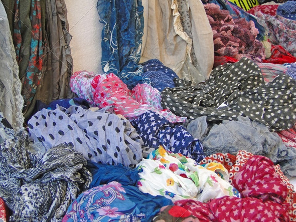 Colorful scarfs and kerchiefs - Stock Photo - Images