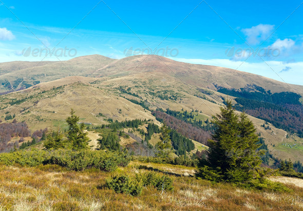 Morning autumn mountain landscape - Stock Photo - Images