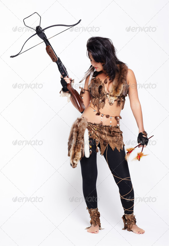 woman with arbalest - Stock Photo - Images