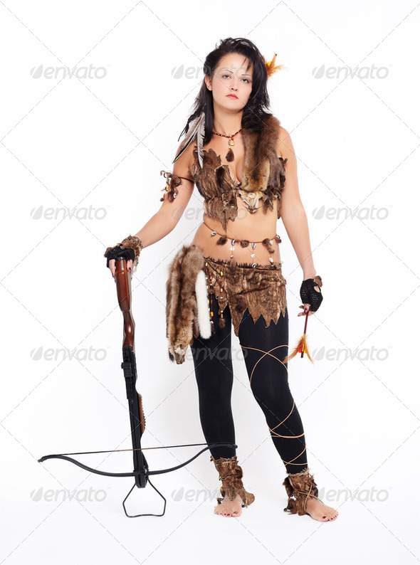 woman with arbalest - Stock Photo - Images