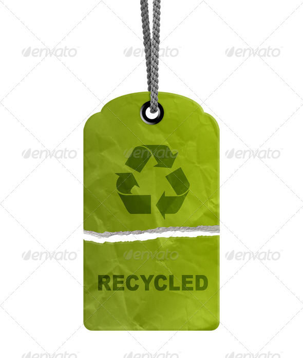 Torn eco recycle tag - Stock Photo - Images