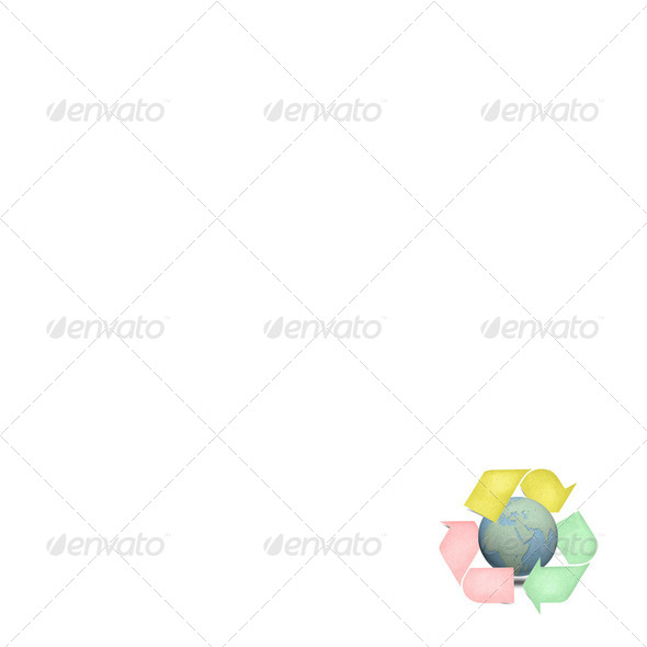 Color recycle logo with globes craft isolate - Stock Photo - Images