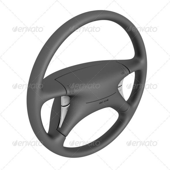 Black steering wheel - Stock Photo - Images