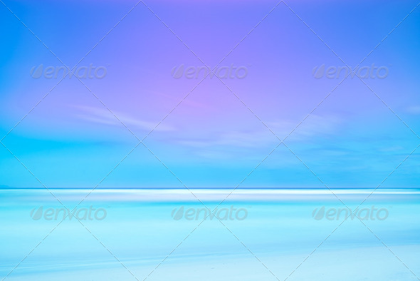 Long exposure photography 2 minutes. Soft sea and blue sky. - Stock Photo - Images