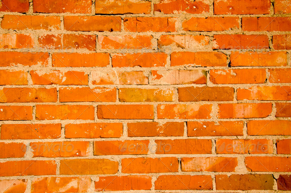 Background of red brick wall fragment. - Stock Photo - Images