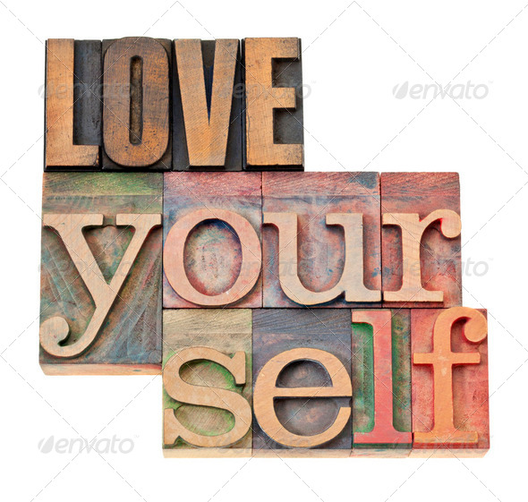 love yourself in wood type - Stock Photo - Images
