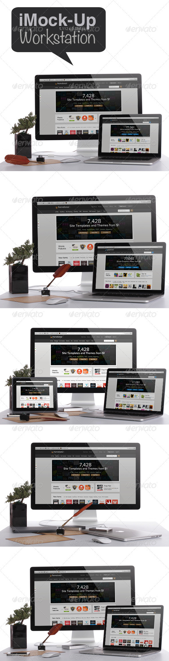 Workstation Mock-up - Multiple Displays