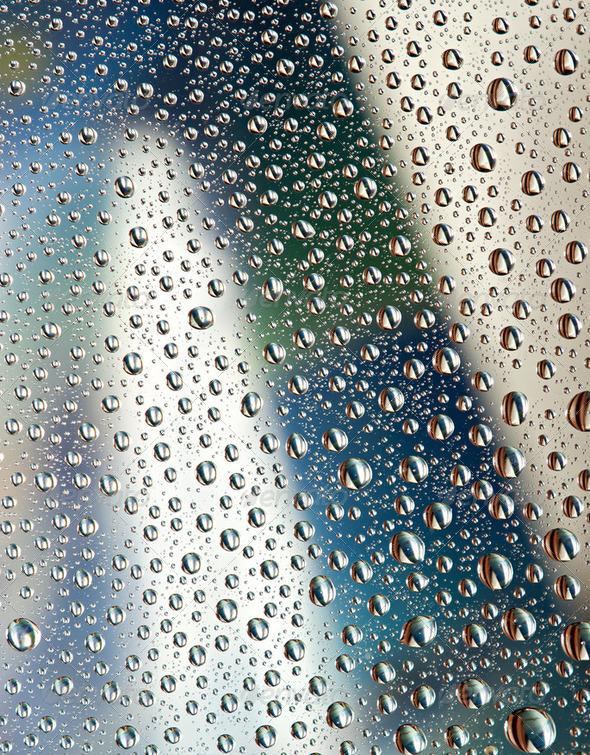 Water drops on transparent glass - Stock Photo - Images