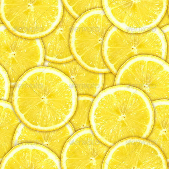Seamless pattern of yellow lemon slices - Stock Photo - Images