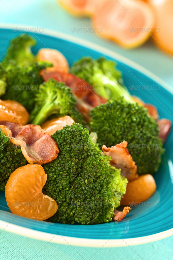 Broccoli Mandarin Bacon Salad - Stock Photo - Images