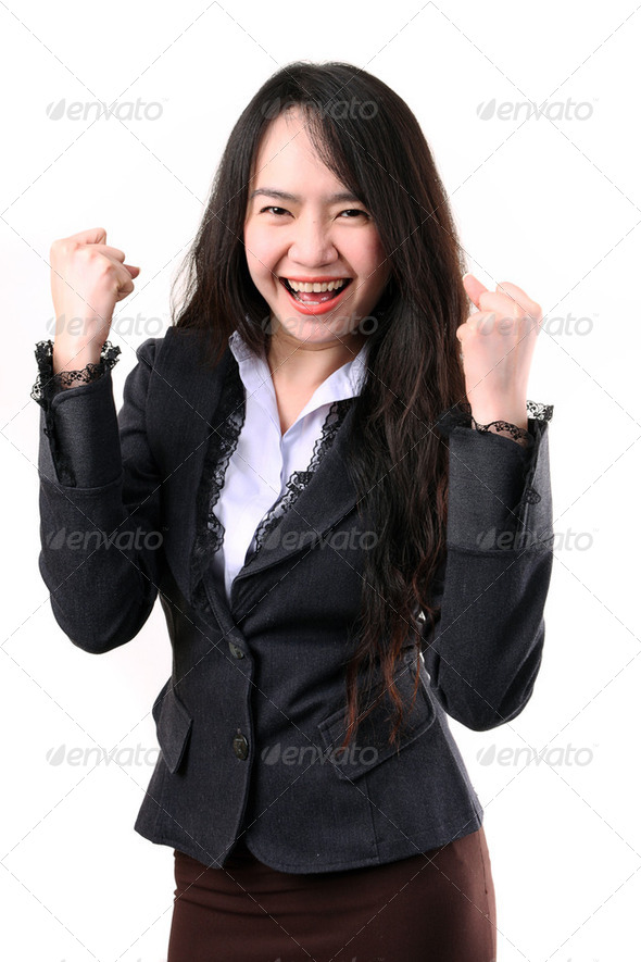 Winning success woman happy ecstatic celebrating being a winner - Stock Photo - Images