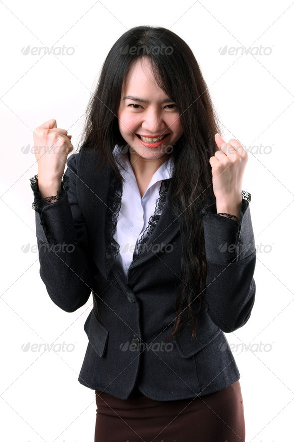 Winning success woman happy ecstatic celebrating being a winner - Stock Photo - Images