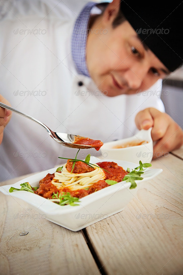 Chef with pasta - Stock Photo - Images