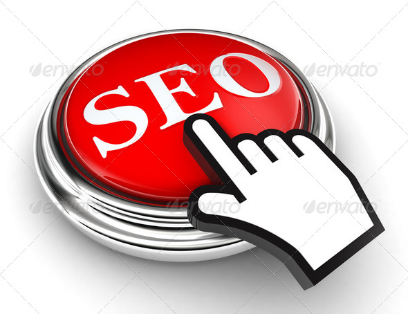 seo red button and pointer hand - Stock Photo - Images