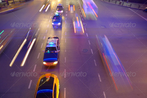 Night traffic in Shanghai - Stock Photo - Images