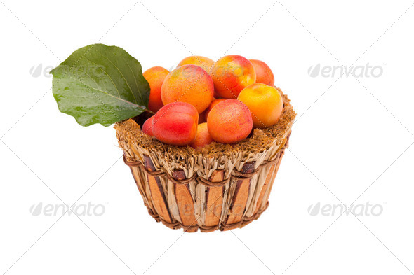 Basket With Apricots Isolated - Stock Photo - Images
