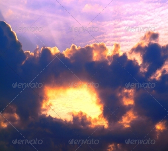 Dramatic Cloud and Sun Formation - Stock Photo - Images
