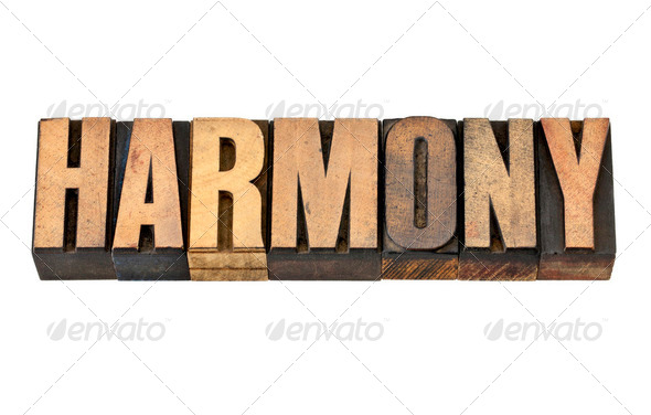 harmony word in wood type - Stock Photo - Images