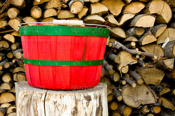 rustic bushel basket - Stock Photo - Images