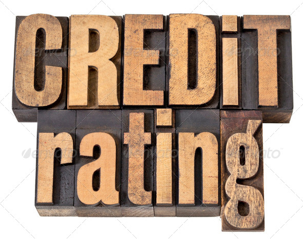 credit rating in wood type - Stock Photo - Images