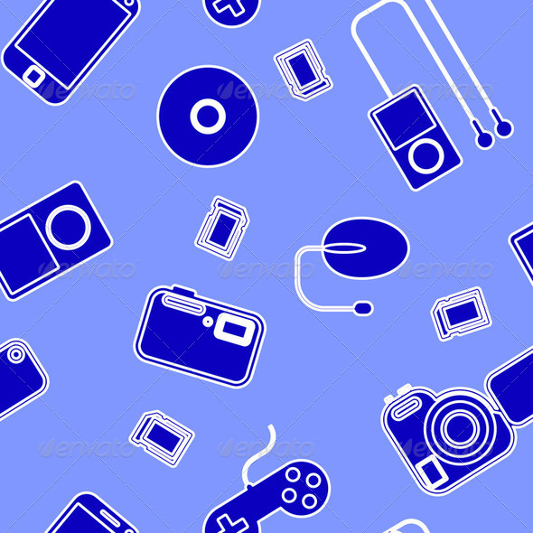 Seamless background Icon with electronic gadgets. - Stock Photo - Images