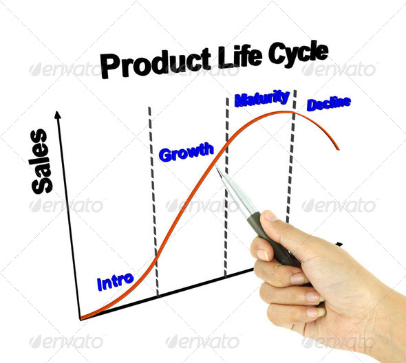 a pen pointer 3D product life cycle chart (marketing concept) - Stock Photo - Images