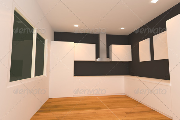 white and black kitchen room - Stock Photo - Images