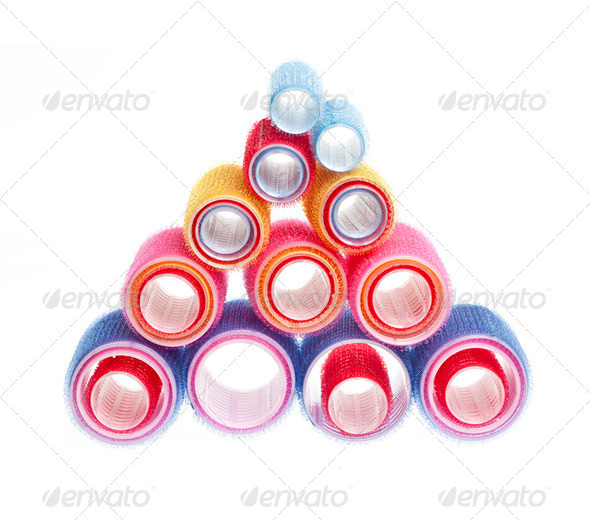 Hair rollers on white - Stock Photo - Images