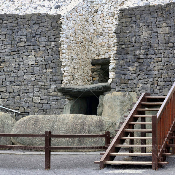 Newgrange entrance - Stock Photo - Images