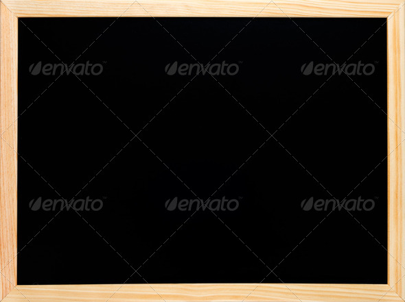 Blackboard or chalkboard rectangular wooden black empty - Stock Photo - Images