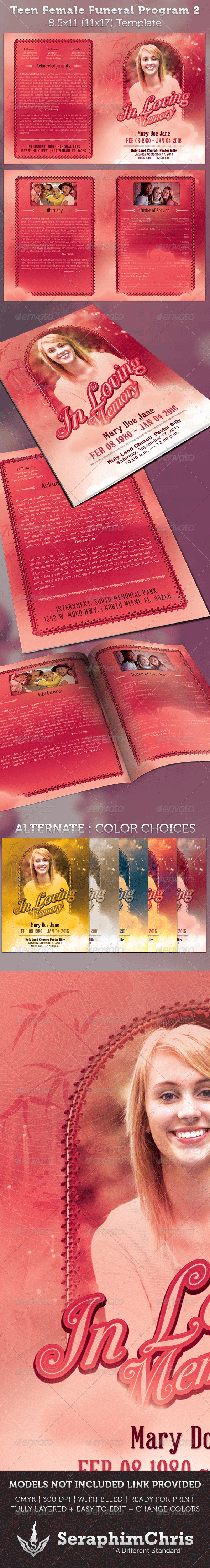 Teen Funeral Program Template - Informational Brochures