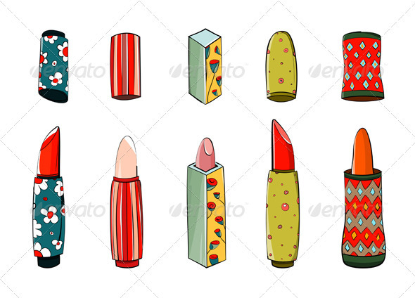 GraphicRiver Lipstick Set Colorful Drawing 3361296 GraphicRiver Lipstick Set Colorful Drawing 3361296