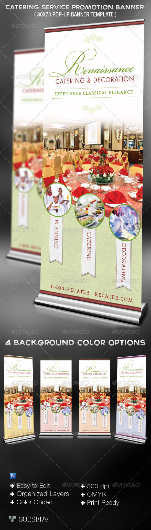 Catering Service Promotional Banner Template - Signage Print Templates
