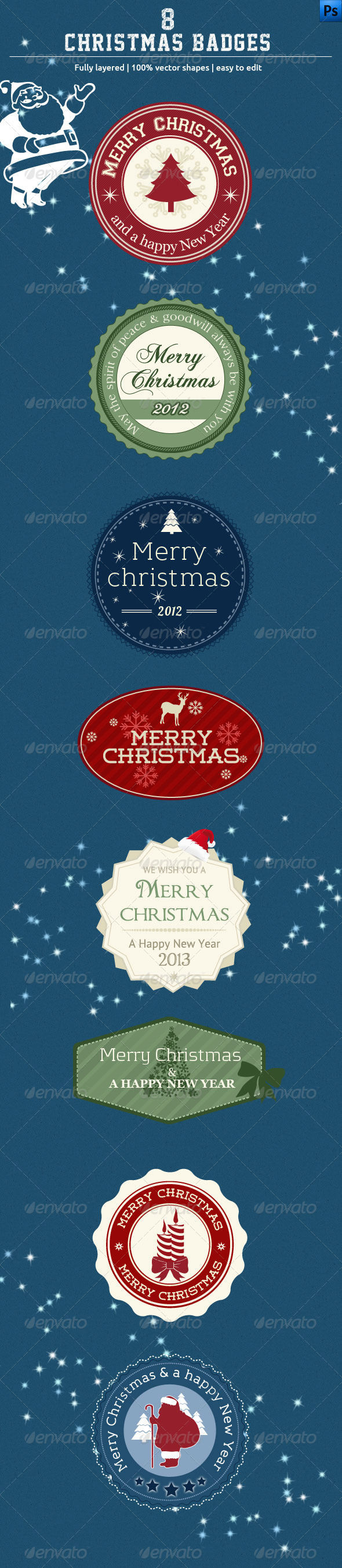 GraphicRiver 8 Christmas Badges 3364735 GraphicRiver 8 Christmas Badges 3364735