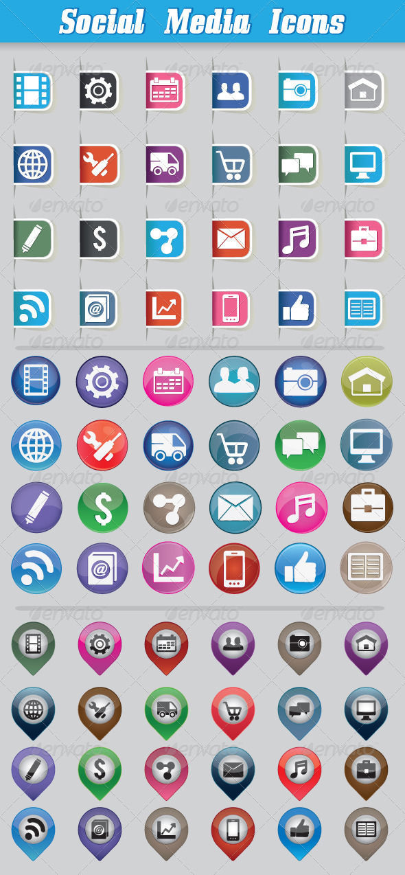 Set Social Media Icons - Media Icons