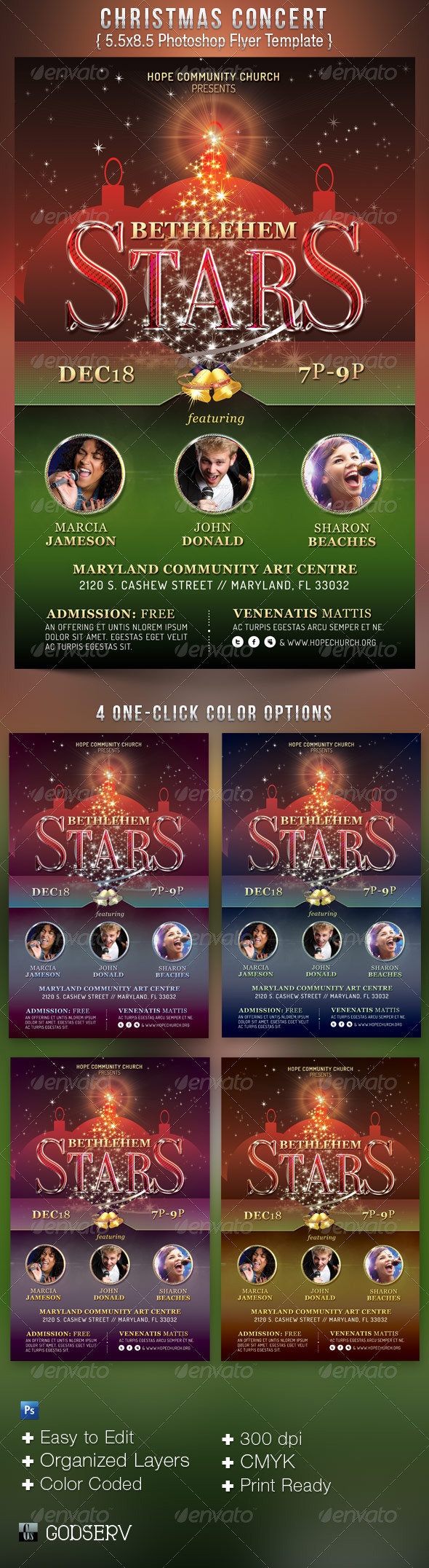 Christmas Concert Flyer Template - Church Flyers